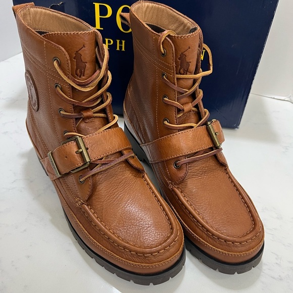 Polo by Ralph Lauren Tan Moc-Toe Boots Durable Sole - Picture 3 of 14